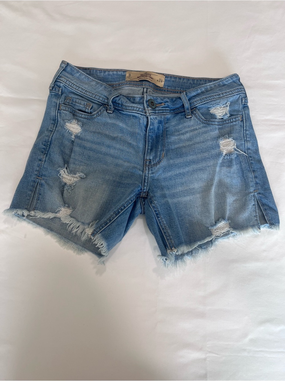 Hollister Light Blue Distressed Denim Shorts